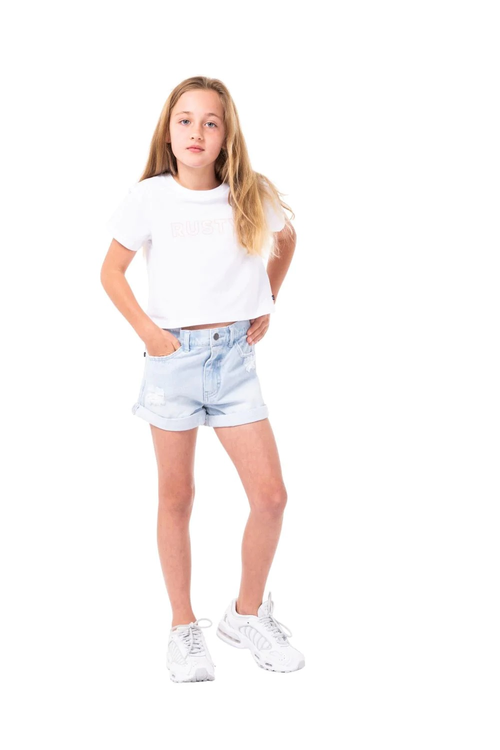 RUSTY LUCK ROLLED DENIM SHORTS YOUTH